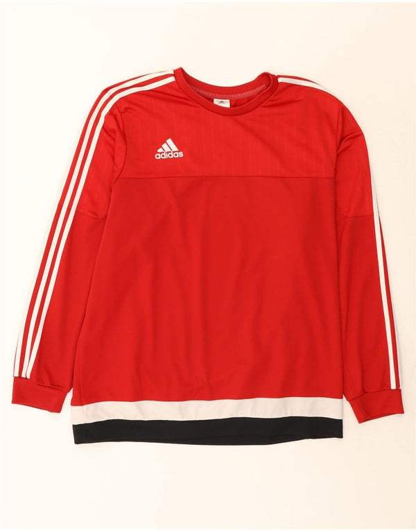 Adidas Męska koszulka z długim rękawem 2XL, czerwony, kolorowy poliester