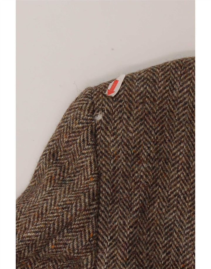 Męska marynarka zapinana na 2 guziki Harris Tweed UK 42 XL Brązowa wełna w jodełkę