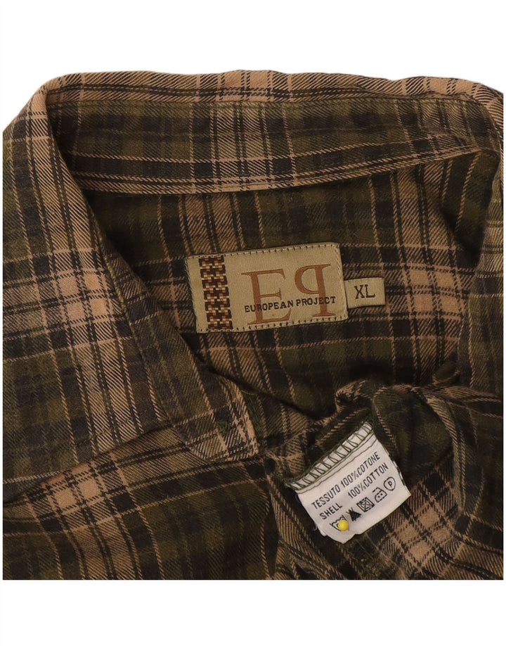 Męska koszula flanelowa XL w kolorze khaki w kratę European Project