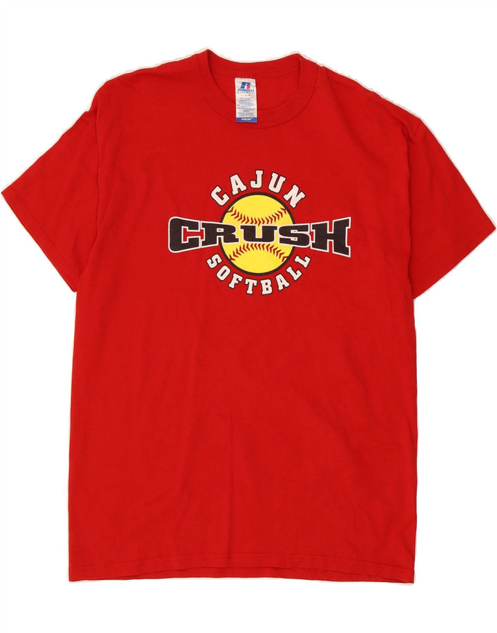 RUSSELL ATHLETIC Mens Graphic T-Shirt Top Large Red Cotton Vintage Russell Athletic and Second-Hand Russell Athletic from Messina Hembry 