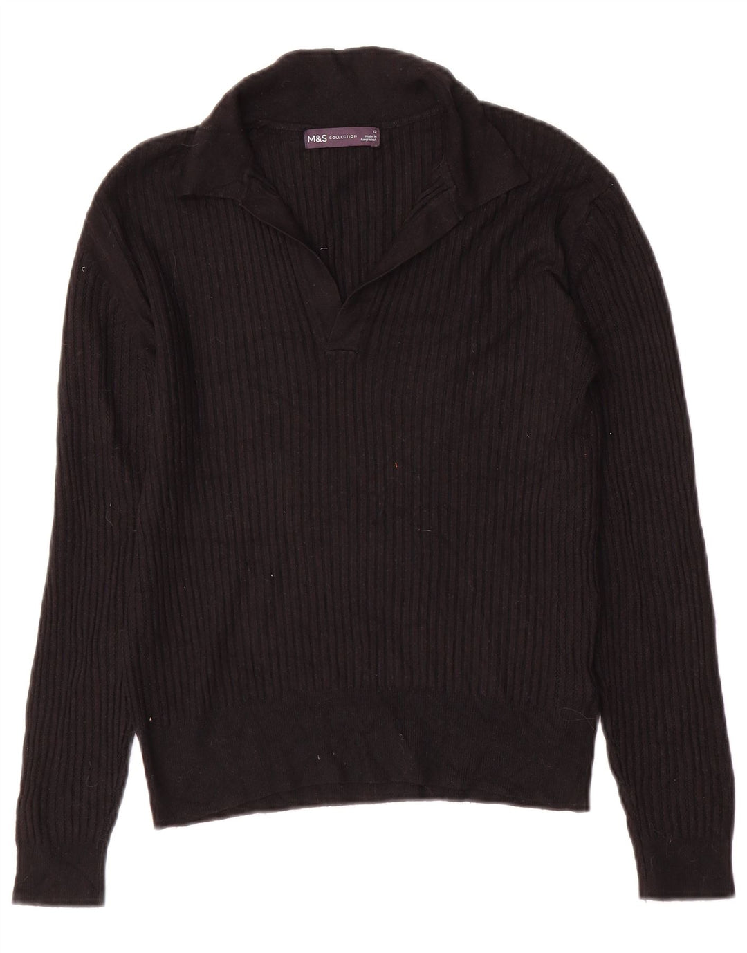Damski sweter polo Marks & Spencer UK 12, średni czarny wiskoza