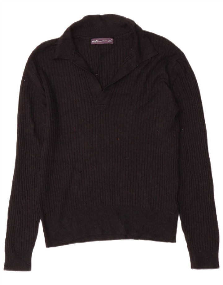 Damski sweter polo Marks & Spencer UK 12, średni czarny wiskoza