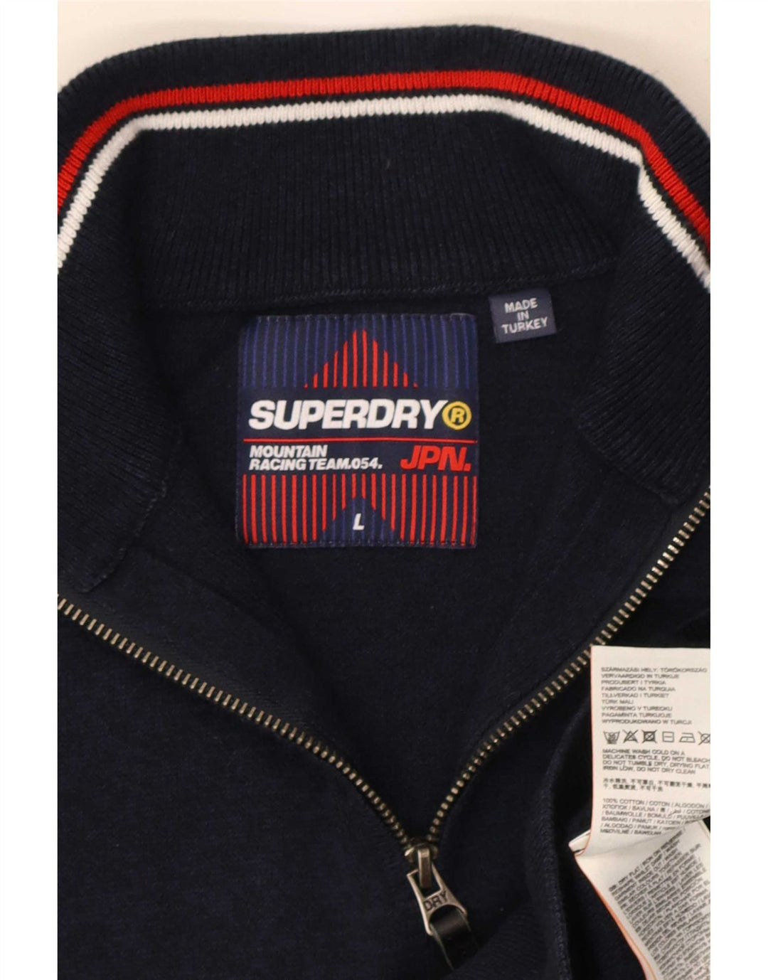 Męski sweter z zamkiem błyskawicznym Superdry, duży, granatowy, bawełniany