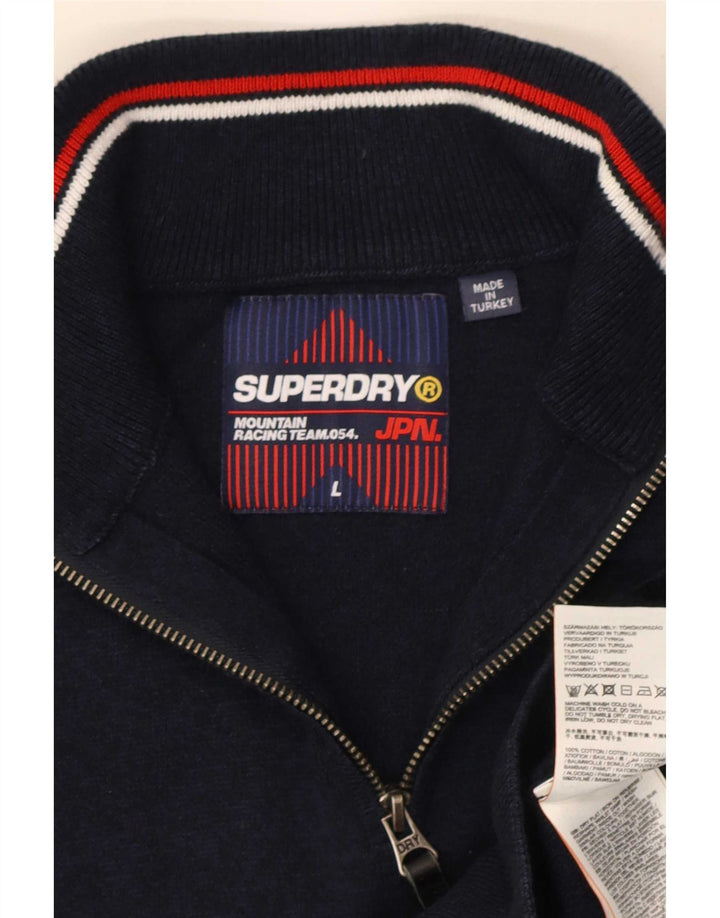Męski sweter z zamkiem błyskawicznym Superdry, duży, granatowy, bawełniany