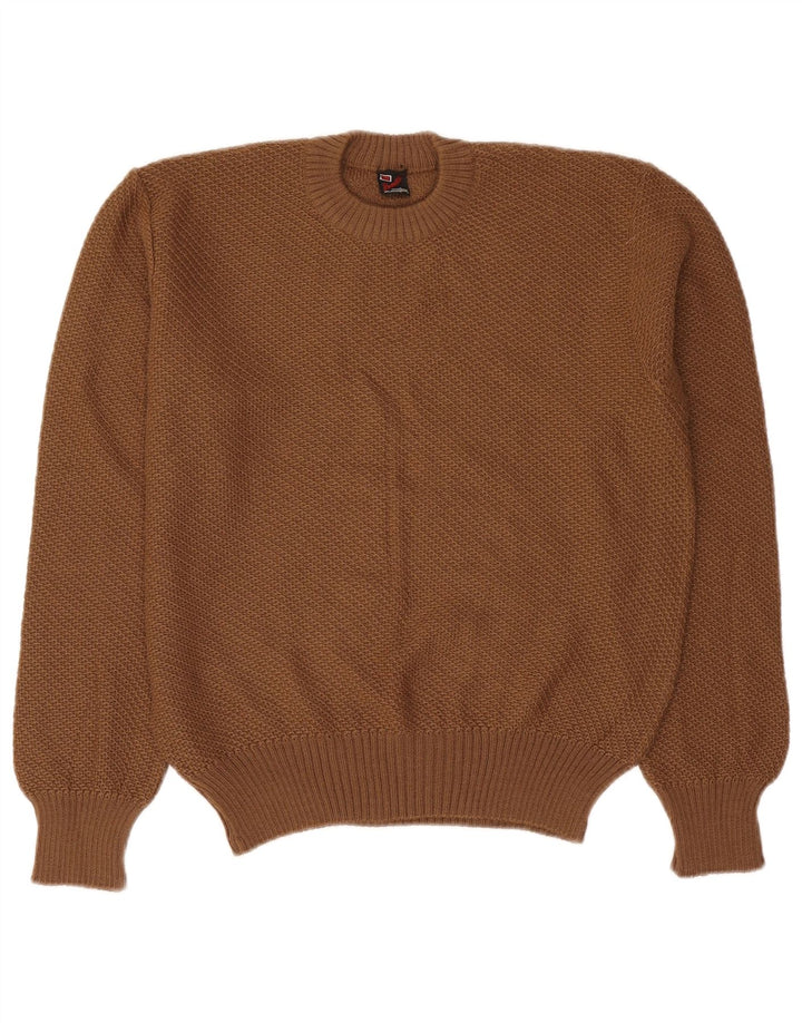 Damski sweter oversize z okrągłym dekoltem Benelli UK 12 Średni brązowy wełniany