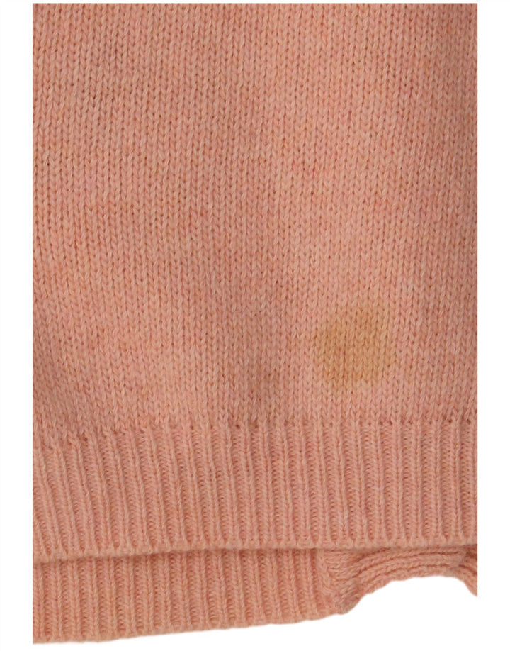 Sweter damski VINTAGE UK 16, duży, różowy, wełniany w kwiaty