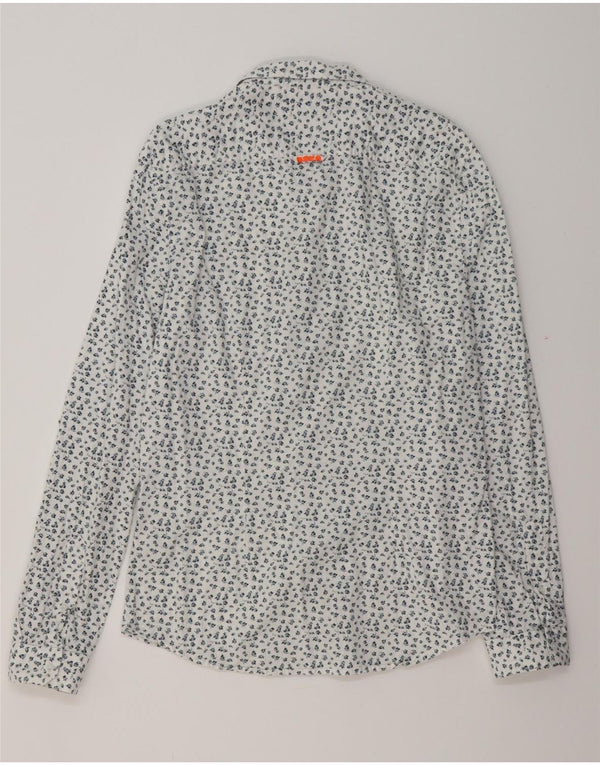 SUPERDRY Męska koszula o dopasowanym kroju, duża, biała, bawełniana w kwiaty