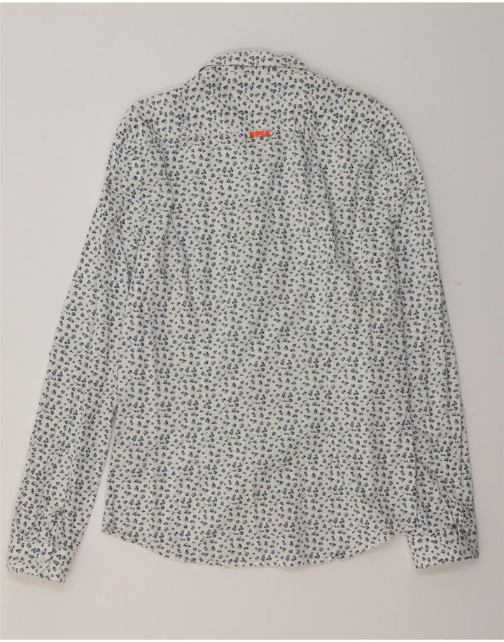 SUPERDRY Męska koszula o dopasowanym kroju, duża, biała, bawełniana w kwiaty