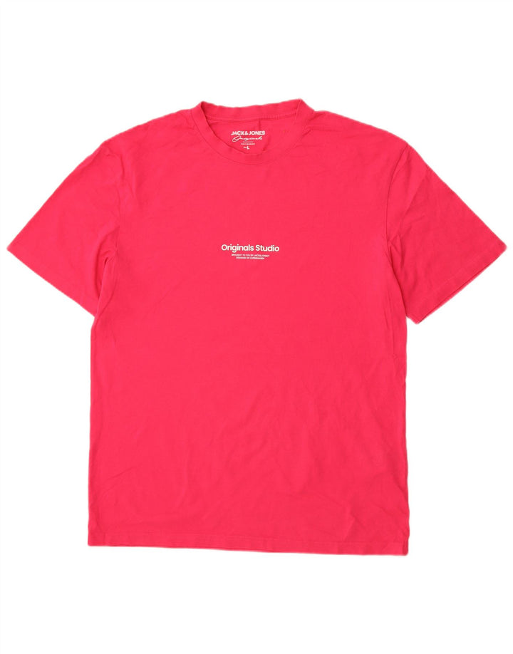 T-shirt męski Jack & Jones, duży, różowy, bawełniany