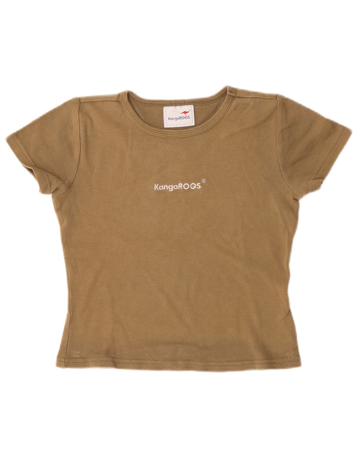 Damska koszulka KANGAROOS Crop Graphic Top UK 8 Small Beżowa bawełna