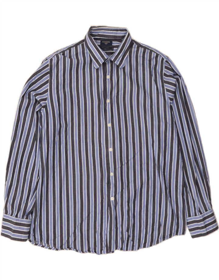 DOCKERS Mens Shirt XL Blue Striped Cotton Vintage Dockers and Second-Hand Dockers from Messina Hembry 