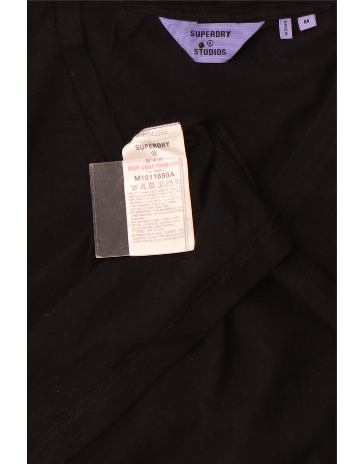 SUPERDRY Męski T-shirt Top Średni Czarny Bawełniany