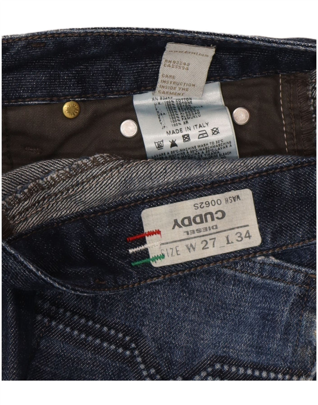 Diesel Damskie Cuddy Distressed Slim Jeans W27 L30 Niebieskie bawełniane