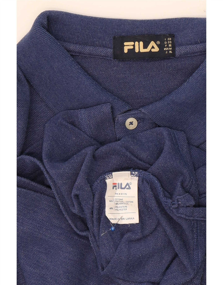 Męska koszulka polo Fila z długim rękawem IT 50, średnia niebieska bawełna