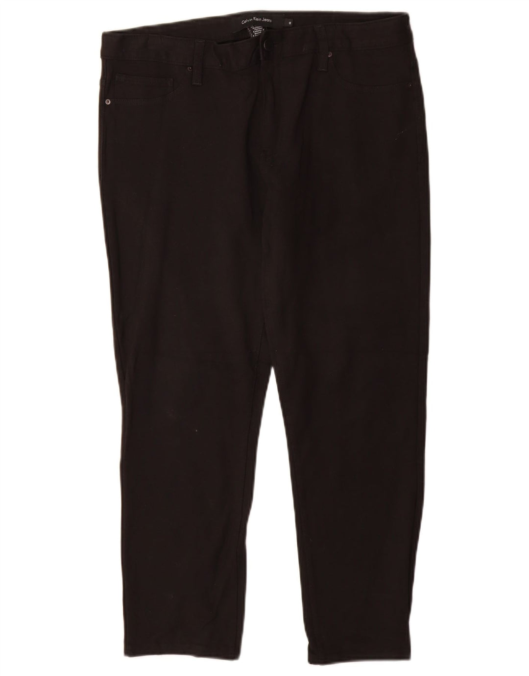 CALVIN KLEIN Damskie spodnie typu slim casual US 12 Large W30 L26 Czarna wiskoza