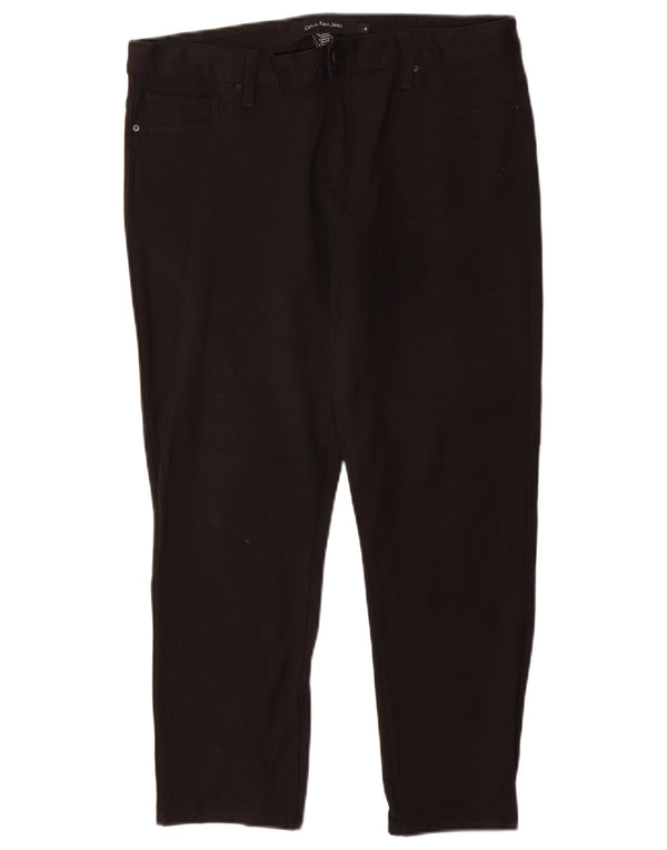 CALVIN KLEIN Damskie spodnie typu slim casual US 12 Large W30 L26 Czarna wiskoza