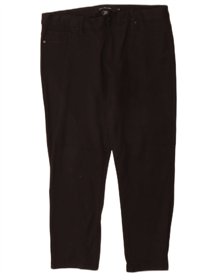 CALVIN KLEIN Damskie spodnie typu slim casual US 12 Large W30 L26 Czarna wiskoza