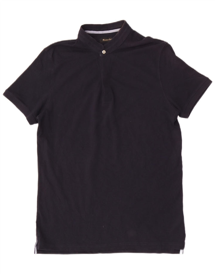 Męska koszulka polo MASSIMO DUTTI, średnia, granatowa, bawełniana