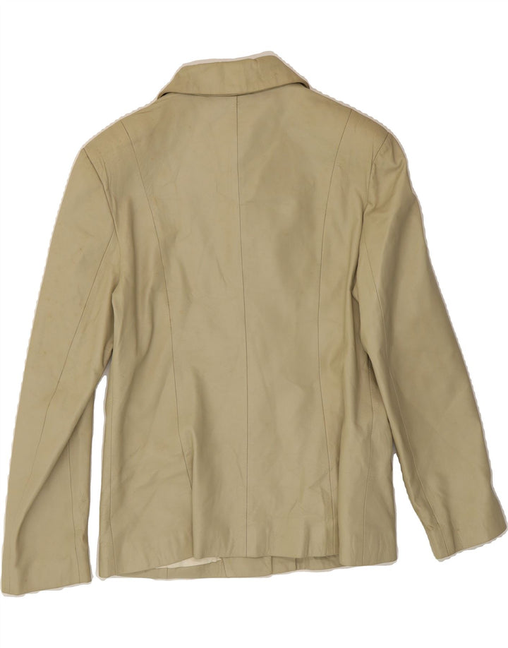 VINTAGE Womens Leather Jacket IT 46 Large Beige Leather Vintage Vintage and Second-Hand Vintage from Messina Hembry 