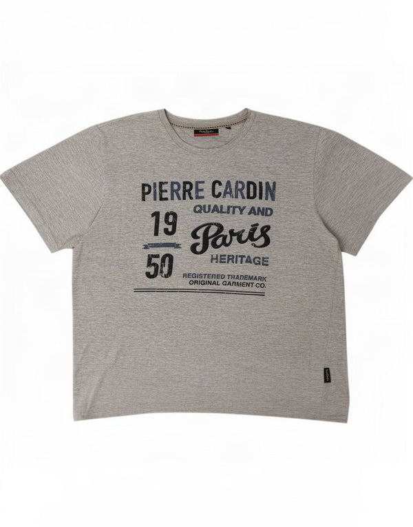 Męski T-shirt z grafiką Pierre Cardin o regularnym kroju, 2XL, szary