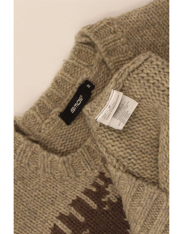 Męski sweter Smog z graficznym wycięciem pod szyją, średni beż, Fair Isle Lambswool