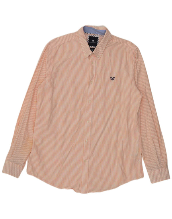 Crew Clothing Mens Slim Fit Shirt Large Pink Pinstripe Cotton