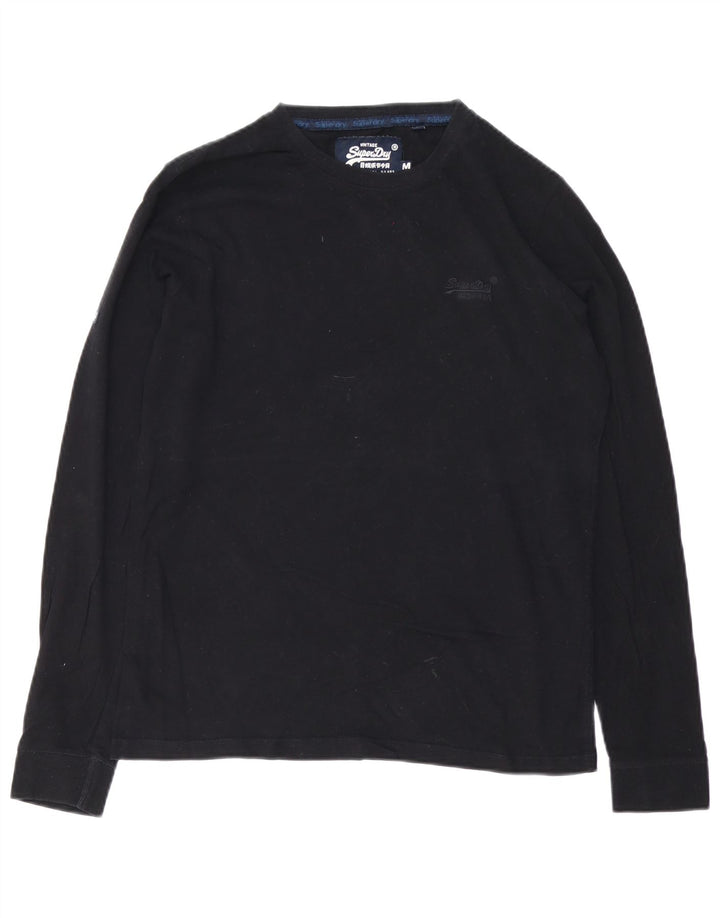 SUPERDRY Męski top z długim rękawem, średnio czarny, bawełniany