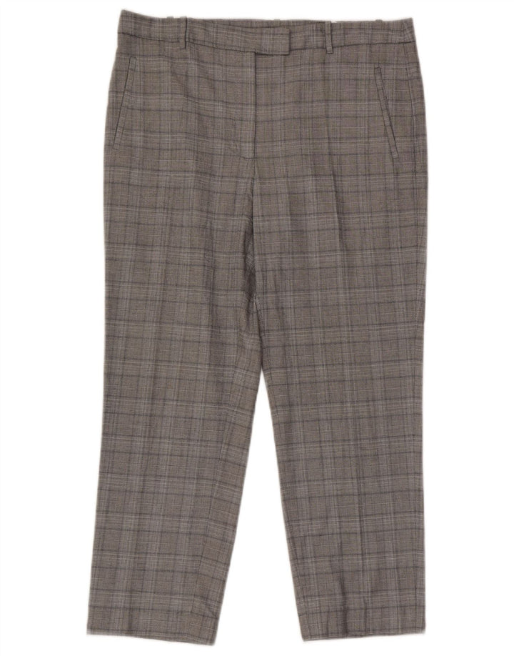Damskie spodnie garniturowe Zara, duże, W30 L25, w szara krata, wiskoza