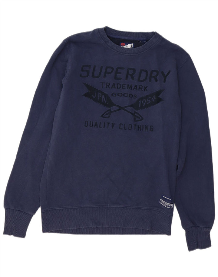 Męski sweter z grafiką Superdry, średni granatowy, bawełniany