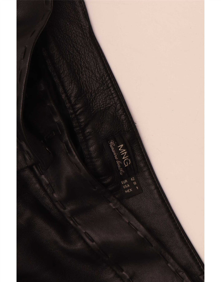 Damskie proste skórzane spodnie Mango IT 42 Medium W30 L35 Czarne