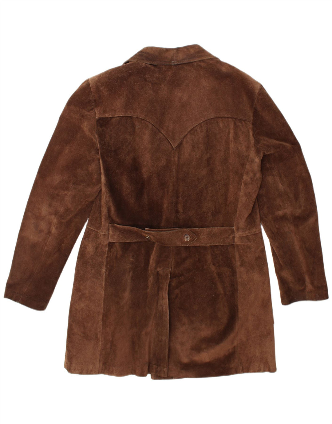 VINTAGE Męski zamszowy płaszcz dwurzędowy UK 40, duży, brązowy