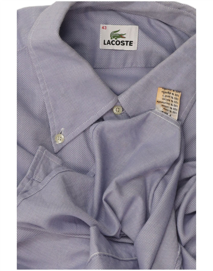 LACOSTE Mens Shirt Size 43 Large Blue Cotton