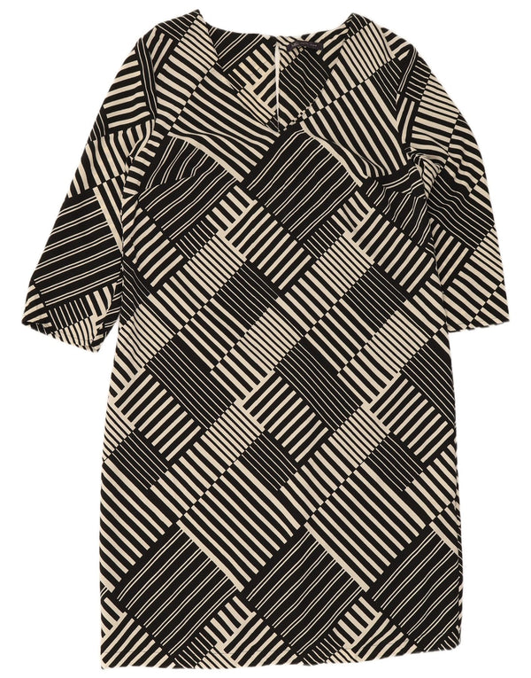 Marks & Spencer Damska sukienka typu shift z rękawem 3/4 UK 12, średnia czarna geometryczna