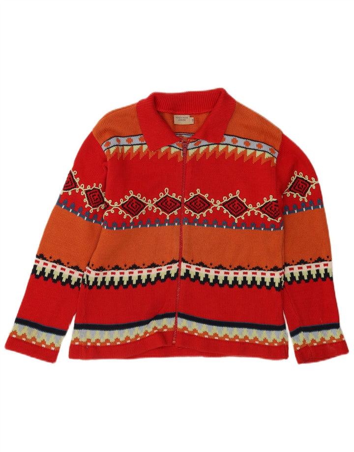 Sweter rozpinany MORE i chłopięcy 9-10 lat, czerwony, geometryczny, bawełniany
