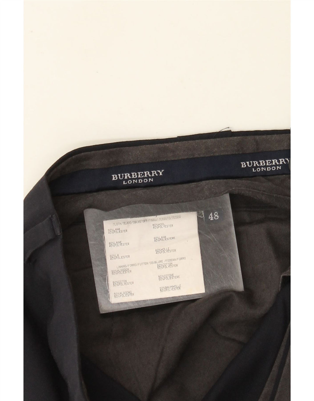 Męskie spodnie garniturowe Burberry IT 48 Medium W36 L31 Granatowa wełna
