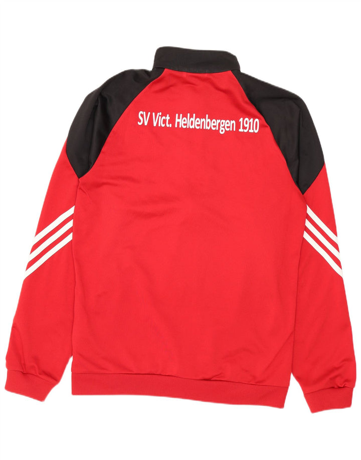 Adidas Męska bluza dresowa z grafiką, mała czerwona, poliestrowa z blokami kolorów