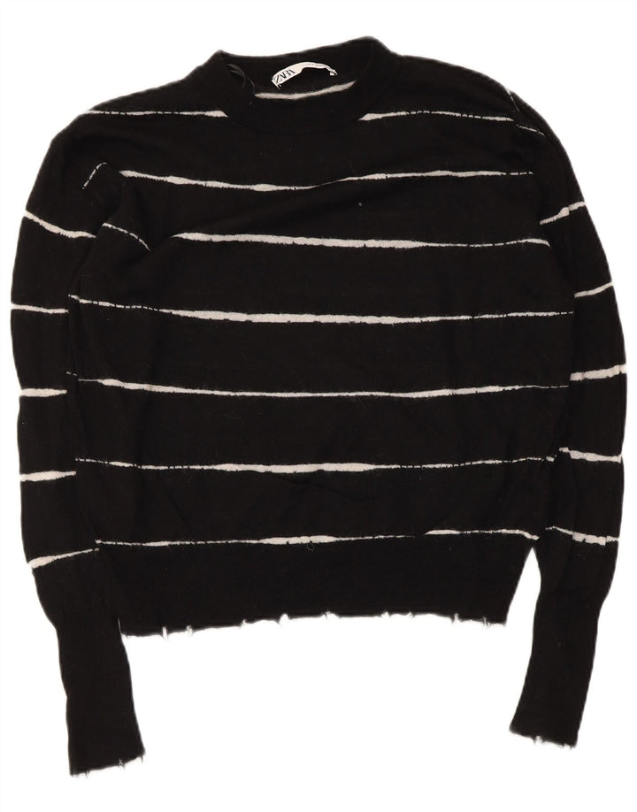 Damski sweter oversize z okrągłym dekoltem Zara UK 10 w małe czarne paski