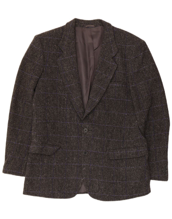 Vintage Mens 3 Button Blazer Jacket IT 48 Medium Grey Herringbone Wool