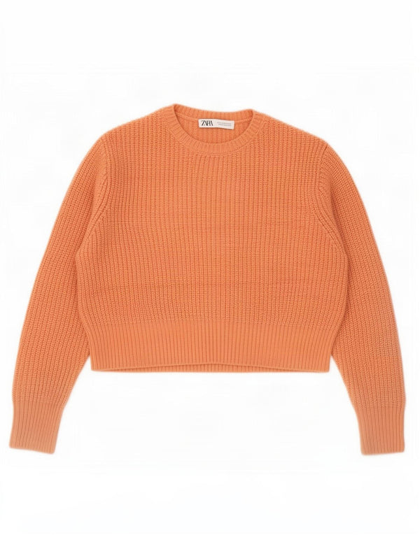 Damski sweter Zara Crop Oversize z okrągłym dekoltem UK 6 XS Pomarańczowy akryl