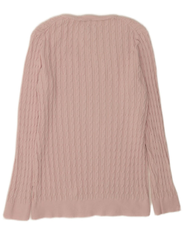 Sweter damski Tommy Hilfiger z dekoltem w kształcie litery V, UK 14, duży, różowy, bawełniany