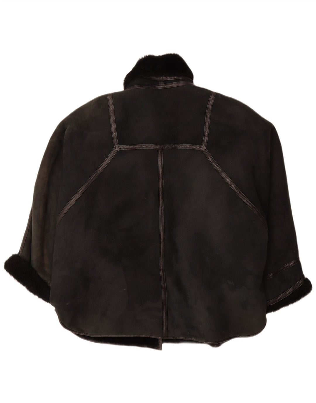 Damski płaszcz oversize VINTAGE IT 44 Średni czarny shearling