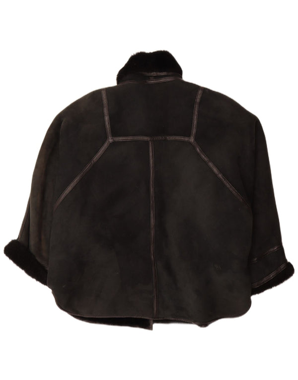 Damski płaszcz oversize VINTAGE IT 44 Średni czarny shearling