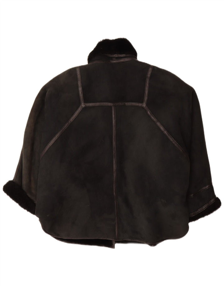 Damski płaszcz oversize VINTAGE IT 44 Średni czarny shearling