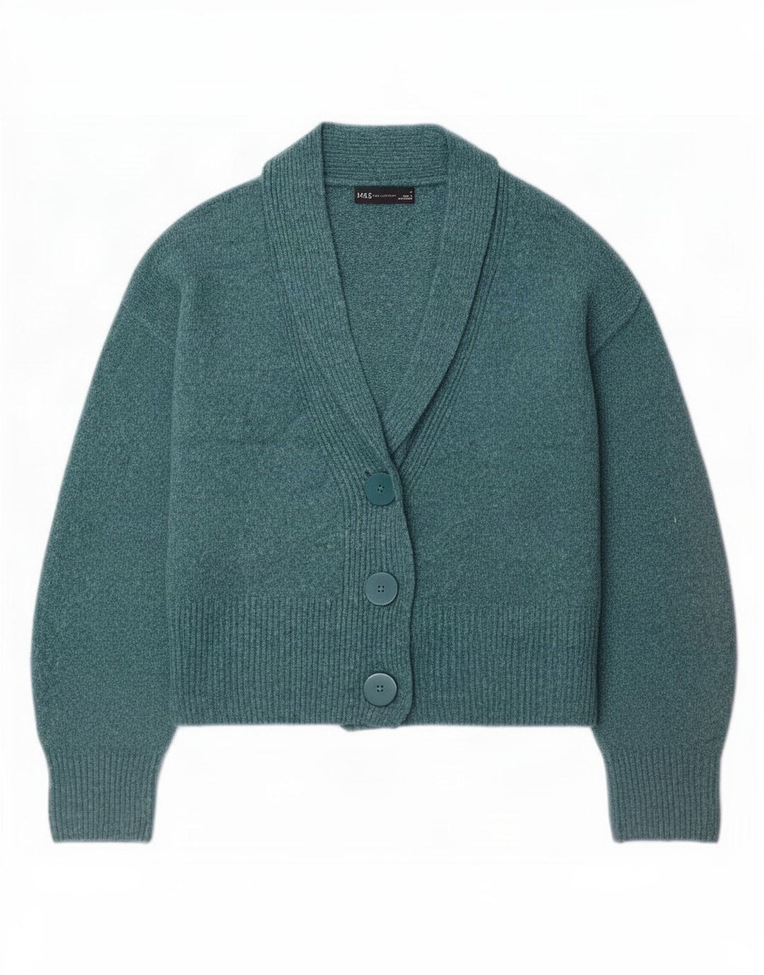 Marks & Spencer Damski sweter kardigan UK 14, średni niebieski, bawełniany