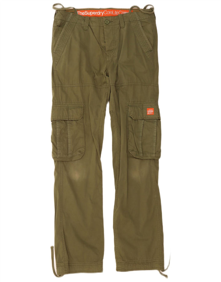 Męskie proste spodnie cargo Superdry, średnie W34 L35, bawełna khaki