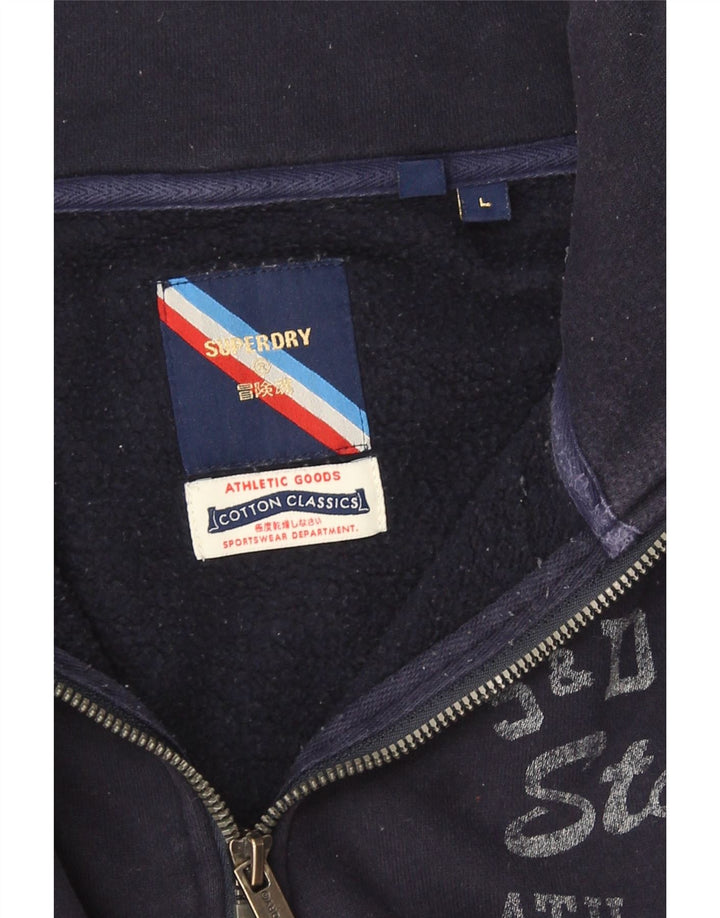 Męski sweter z grafiką Superdry, duży, granatowy, z blokami kolorów