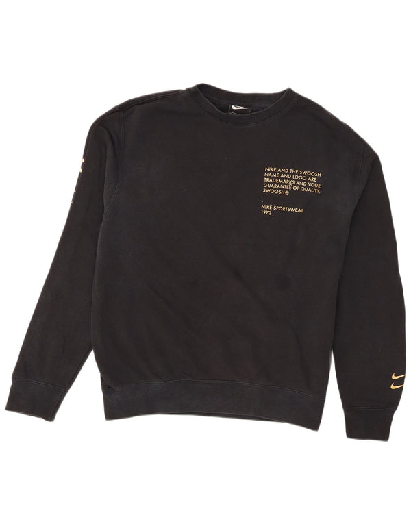 Męska bluza Nike Swoosh z grafiką, średnia czarna, bawełniana