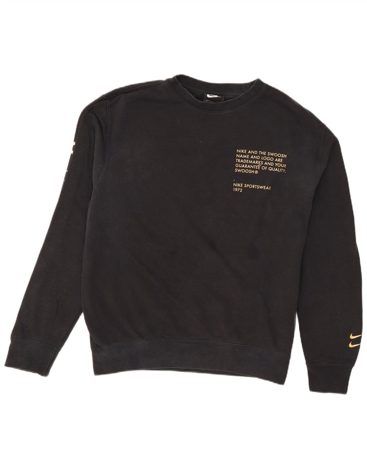Męska bluza Nike Swoosh z grafiką, średnia czarna, bawełniana