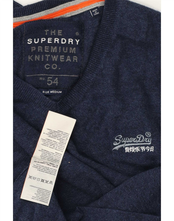 Męski sweter Superdry z dekoltem w kształcie litery V, średni granatowy, bawełniany