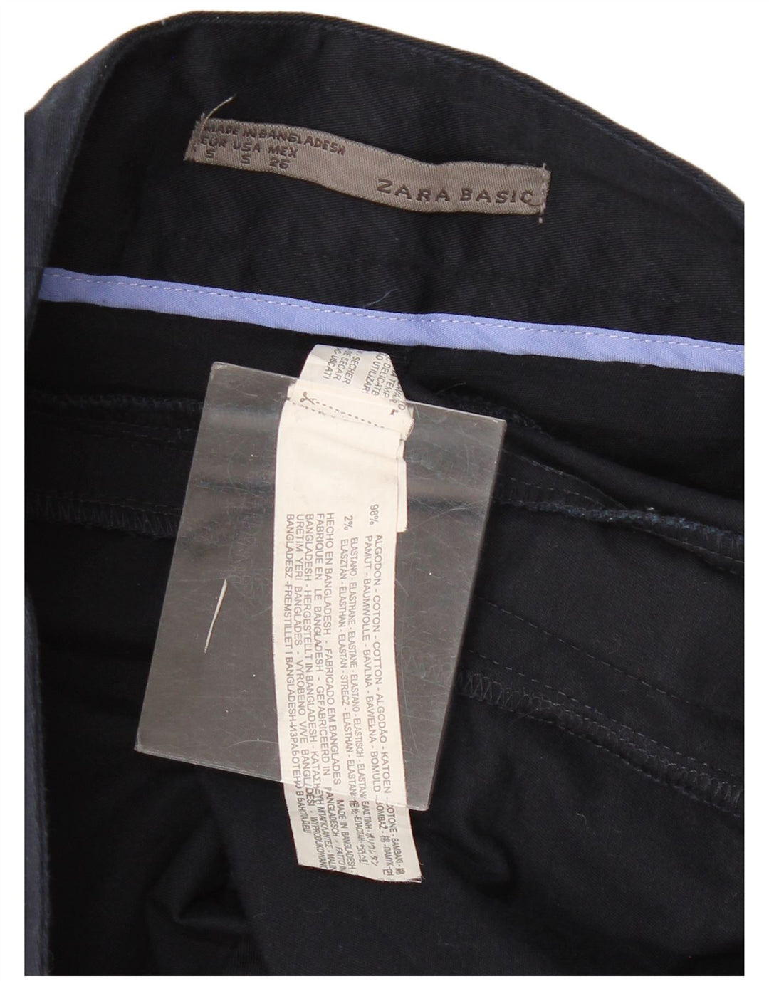 Spódnica damska Zara Prosta mała W26 Granatowa bawełna